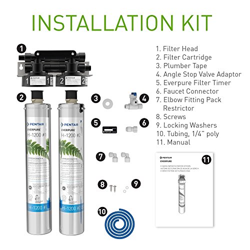 Everpure H-1200 Drinking Water Filter System (EV9282-00). Quick Change Dual Cartridge System. Commercial Grade Water Filtration and Lead Reduction