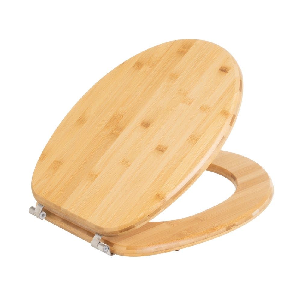 Tapa para WC universal original de madera bambú natural con bisagras de acero inoxidable 34x41 cm