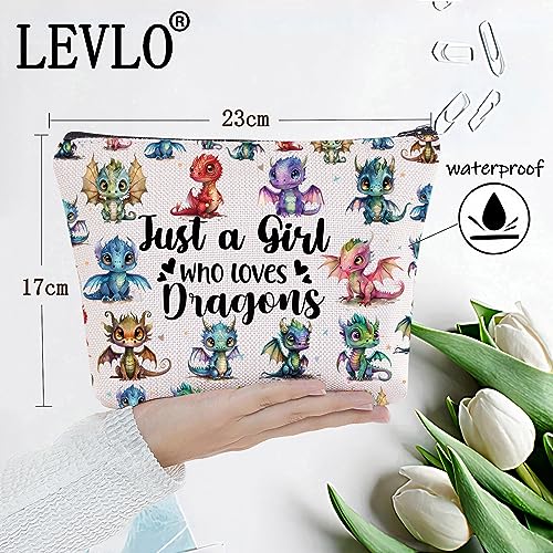 LEVLO Funny Dragon Cosmetic Makeup Bag - Animal Lover Gift for Women Girls - Just A Girl Who Loves Dragons Zipper Pouch - Image 2