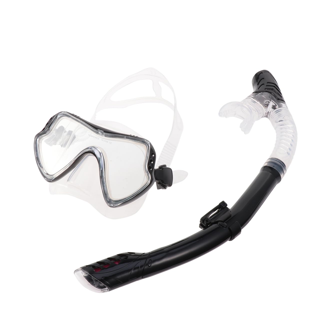 Set Maschera Snorkeling in Silicone Nero per Uomo e Donna | Meccanismo di Scarico Unidirezionale, Fibbia Robusta, Uso per Nuoto e Snorkeling