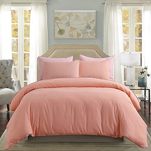 Kalos Dress Shop 3 Pieces Solid Color Comforter Sets,Microfiber Bedding Cover Set with Zipper,All-Season Reversible Duvet Cover with Pillow Shams