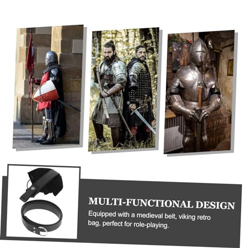 VALICLUD 1set Viking Leather Belt Pouch Medieval Cosplay Accessories for Halloween Waist Bag Role-playing Enthusiasts3
