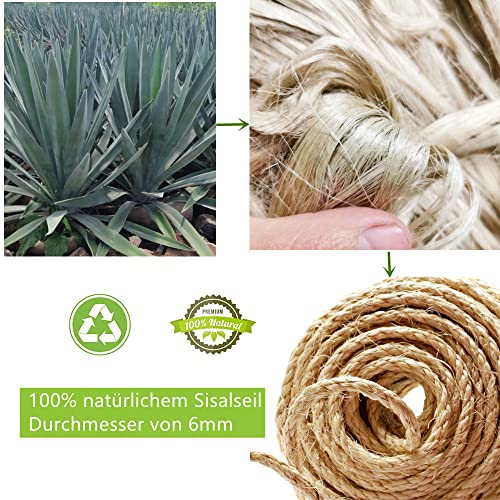 Parain Sisalseil für Kratzbaum Kratzsaule Katzenbaum Katzen Natürlich Sisal Seil 6mm (6mm,10m) – Ansicht 2