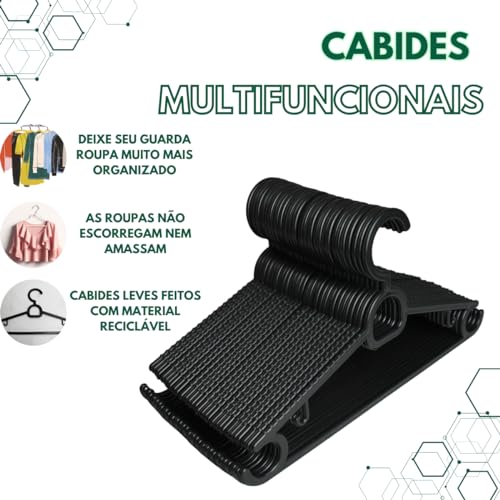 Cabide Calça Roupa Antideslizantes Reforçado Kit Com 50 Cabides Preto