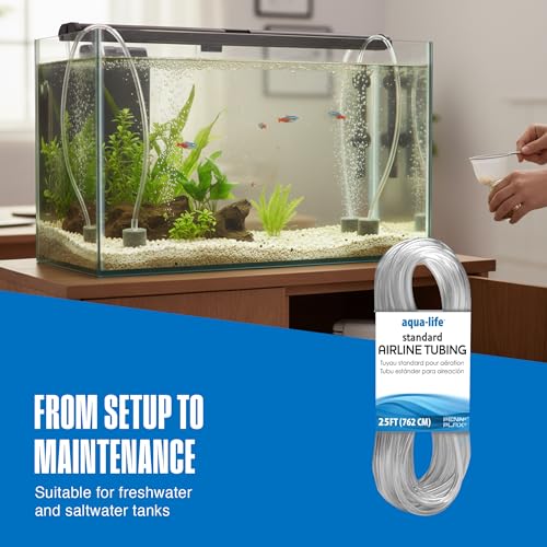 Image of Penn-Plax Aqua-Life Standard Airline Tubing - 3 /16 Inch Flexible Airline Hose for Aquarium Pumps, Fish Tank Line for Air Stones & Filters - Safe for Freshwater & Saltwater - 25 ft Long, Clear