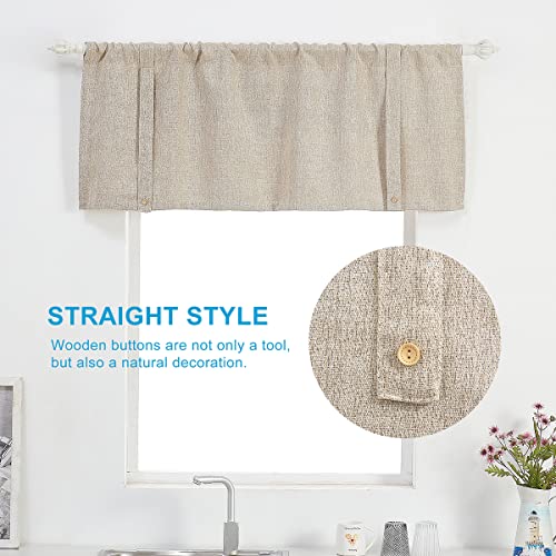 Decohongdi Pizazzy Blackout Curtain Valance 2Pcs, Tie Up Valance For Window 20 Inch Long, Elegant Burlap Linen Textured Window Treatment For Casual And Formal Rooms Dark Beige 52 X 20 In Set Of 2 #TOP5