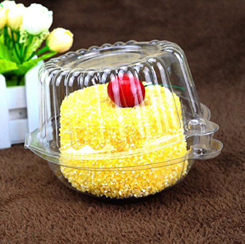 Hewnda 50 Pack Clear Plastic Single Individual Cupcake Muffin Dome Holders Cases Boxes Cups Pods - Thumbnail 7