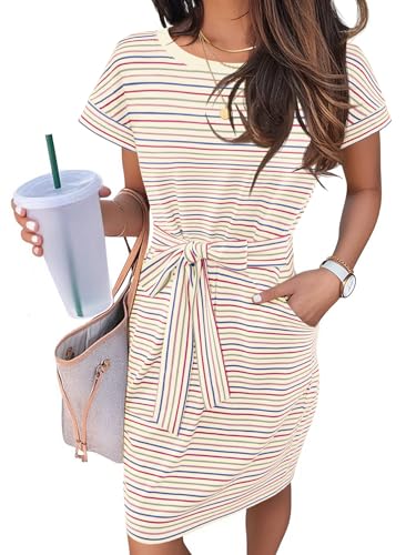Image of MEROKEETY Women's 2026 Summer Short Sleeve Casual T Shirt Dress