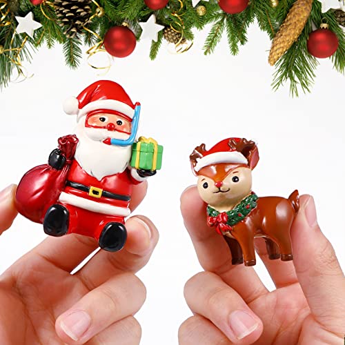 2Pcs Christmas Aquarium Decorations- Resin Fish Tank Decoration Santa Claus Reindeer Micro Landscape Ornaments for Holiday Fish Tank Supplies Table Decor - Image 2