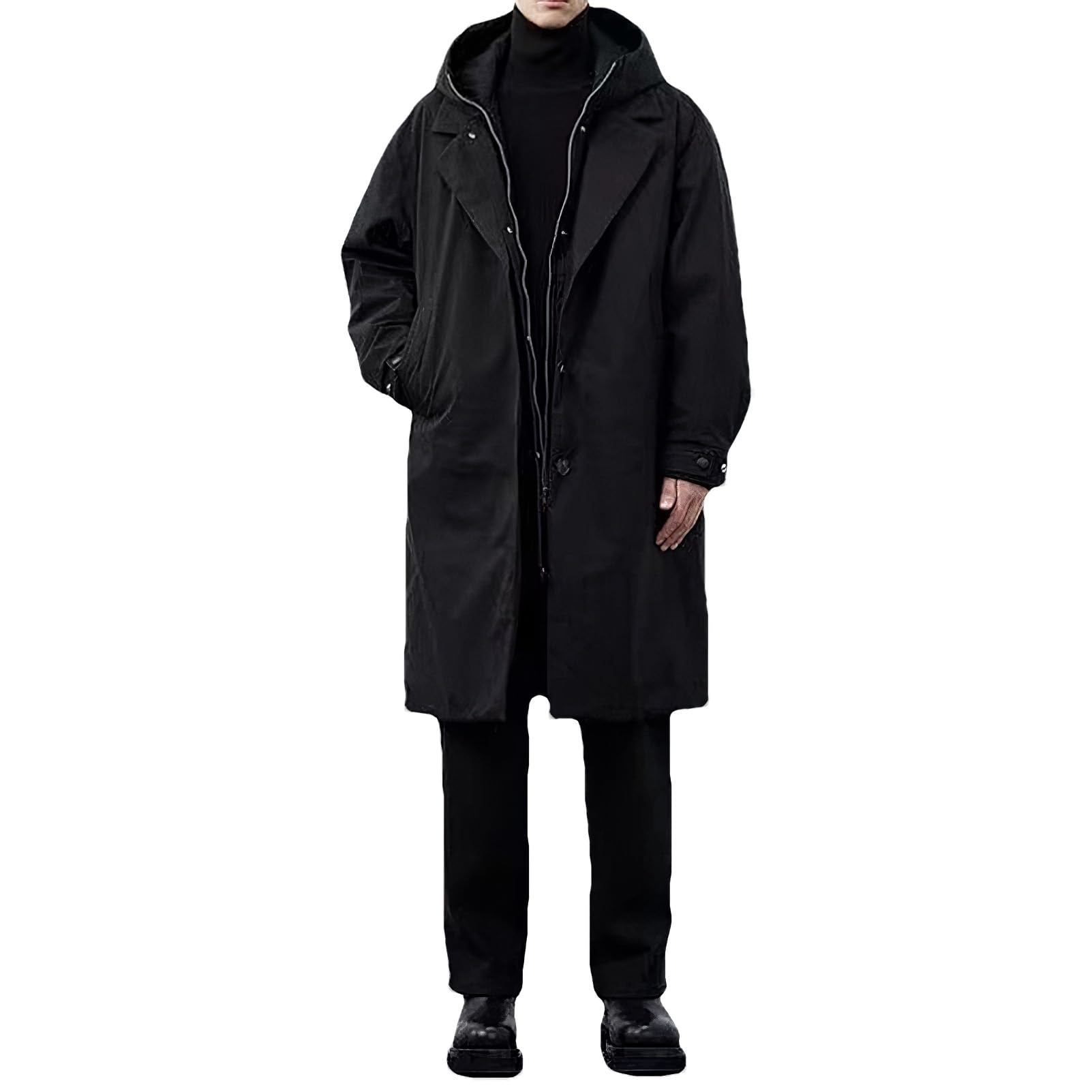 ANUFER Hombre Termal Acolchado de Algodón Chaqueta Parka Longitud Media Encapuchado Invierno Trench Abrigo