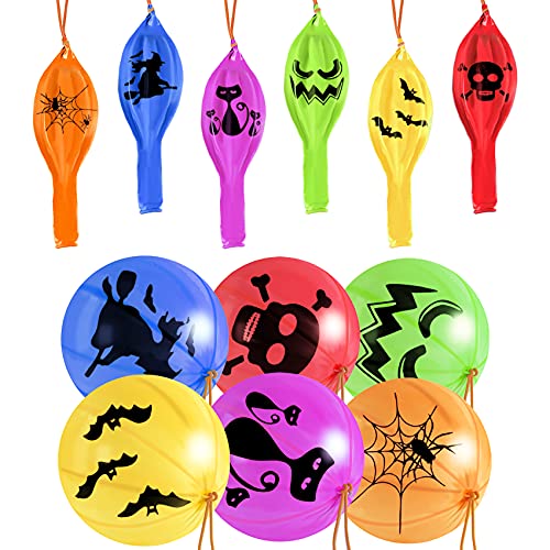 24Pcs Halloween Punch Balloons, Hanging Decorations Punching Balloons Halloween Party Favors Supplies Games, Trick or Treat Toys for Kids Indoor Outdoor Decor Birthday Gift Random Color, 18 Inch