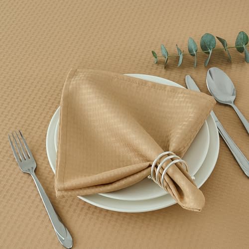 Image of maxmill Cloth Napkins 20 x 20 Inch Weaved Texture Pattern Soft Comfortable and Luxury Serviette for Restaurant Family Dinners Weddings Parties and Banquets Set of 4 Pieces, Beige