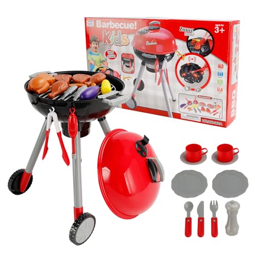 Artudatech BBQ Grill Kitchen Cooking Interactive Sizzle Light Pretend Food Toys for Kid for Children Ages 14 and Up BBQ Grill Kitchen Cooking Interactive Sizzle Light Pretend Food Toy Set