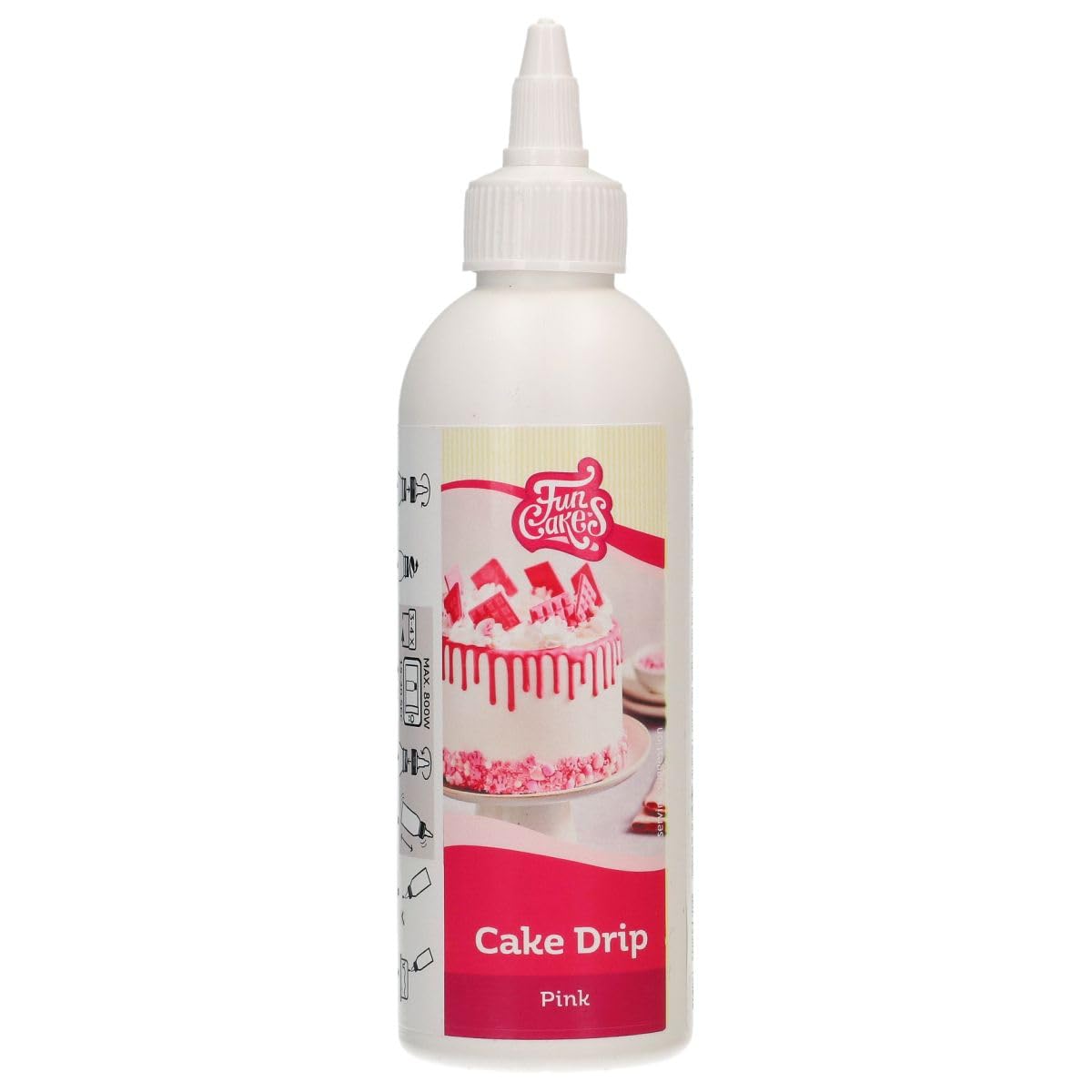 FunCakes Choco Drip Pink: Delicious Taste, Easy to use, Perfect for drip Cakes, Chocolate Taste. Resealable Pack 180 g.
