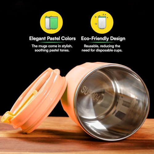 Image of Udyan Tea 500ml Stainless Steel Vacuum Insulated Tumbler with Leak-Proof Lid | Double-Walled Travel Mug in Blush Pink| Keeps Drinks Hot or Cold