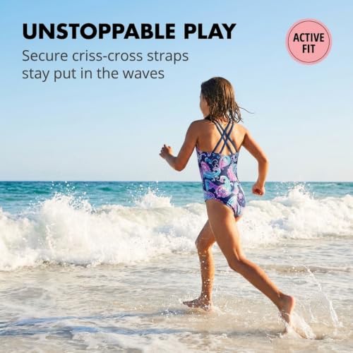 Image of Kanu Surf Girls' Reese UPF 50 Beach Sport Criss-Cross One Piece Swimsuit
