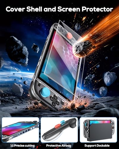 Image of Auarte [Charge inside] Carrying Case for Nintendo Switch 2 2025 / Switch OLED for Joy Cons , Travel Case with 22 Game Card Storage Accessories Bundle with Pro Controller, Hand Grip, Clear Cover Shell