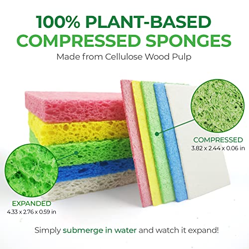 AIRNEX-Biodegradable-Cellulose-Compressed-Sponges-Pack-of-16-Kitchen-Sponges-for-Cleaning-Heavy-Duty-and-Natural-Multipurpose-Household-Cleaning-Sponges-Good-for-Kitchen-Bathroom-and-Surfaces