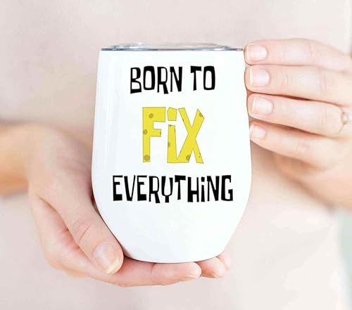 Miniatura 4 de Inspirational Gift Mechanic Gift with Unique Motorcycle Design - Cut Out Skull Wearing Sunglasses with Tools - Large 12 Oz White Stainless Steel