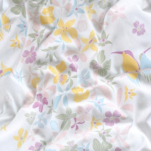 Image of Tranquebar Curtain Co. Window Curtains 5 Feet, 60-65% Room Darkening, Pink-Yellow Floral Print, Cotton Curtains for Window, Cotton Curtains 5 Feet Long Set of 2, BackTabs, Frida (152 cm) - Set of 2