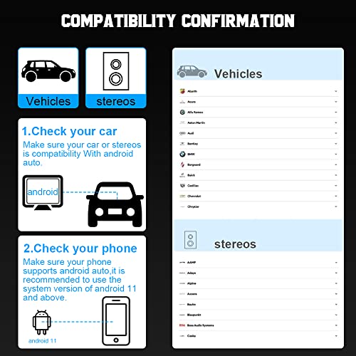 Adaptador de Coche inalámbrico Android Auto, A2A Dongle, para Autos y Stereoanlagen, Die kabelgebundenes Android Auto unterstützen, Plug & Play Connect Easy Setup, para Android-Telefone (Negro)