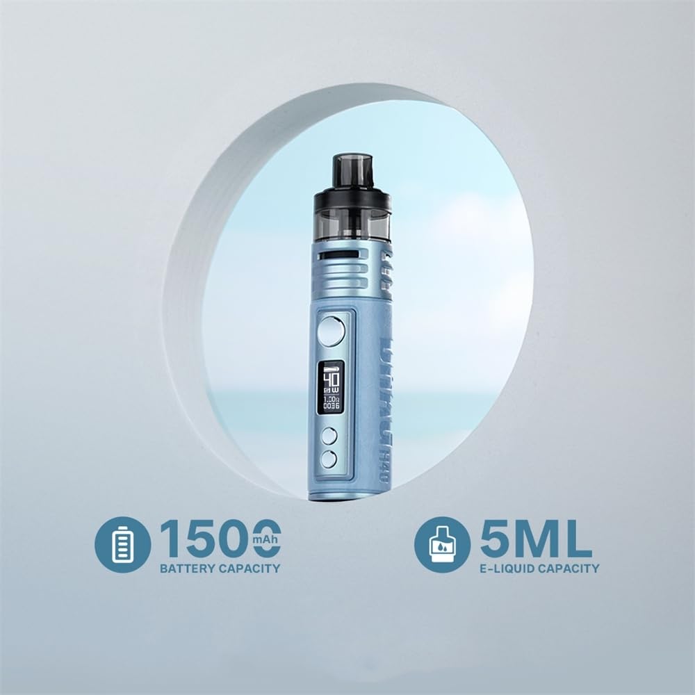 Kit VOO'POO DRAG H40 Appareil 40W Vape MOD 1500mAh Batterie 5ml PnP Pod 2  Cartouche TW30 VM3 Bobine Cigarette Électronique Vaporisateur d'origine  (Argent Blanc)
