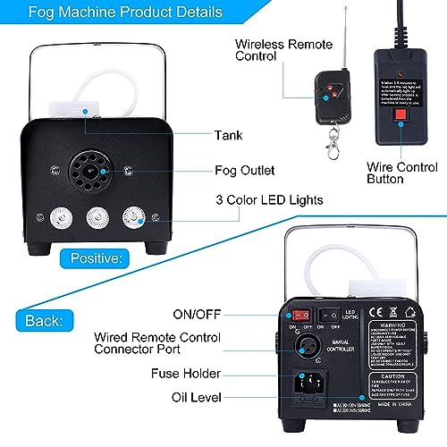 Máquina de Humo, Máquina de Niebla con Luces LED de 3 Etapas, Máquina de Humo con Control Remoto, 12 Colores y Efecto Estroboscópico, Perfecta para Boda y Fiesta de Halloween miniatura 5