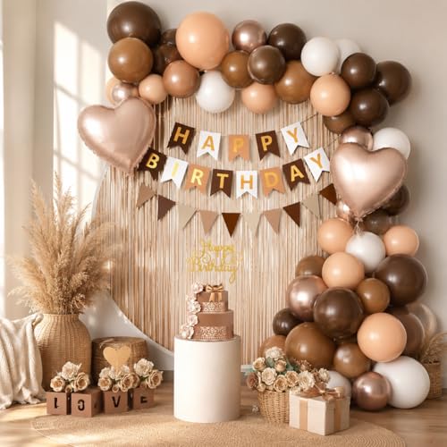 Image of Brown Birthday Decorations,Neutral Birthday Balloons Set