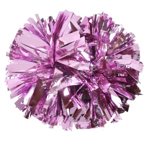 Lovecheer 2PCS Pink Pom Poms Cheerleading Professional Metallic Cheerleader Pom Poms for Cheer Squad Sports Games Spirits Dance Training