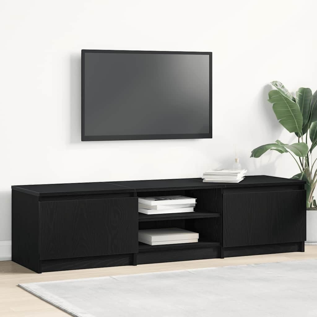 vidaXL Mobile TV Rovere Nero 140x40x36 cm in Legno Multistrato
