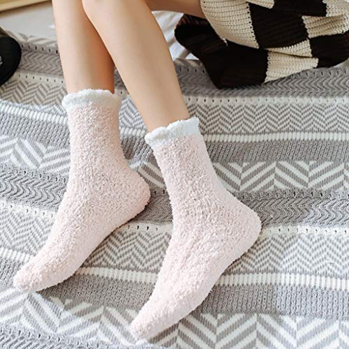 Sock,Womens Winter Coral Fuzzy Slipper Socks Cable Knit Warm Hosiery3