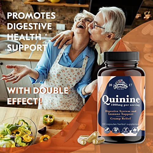 Image of Leg Cramp Support - Organic Quinine Capsules from Cinchona Bark - 1000 mg (Pack of 2, Total 200 Capsules)
