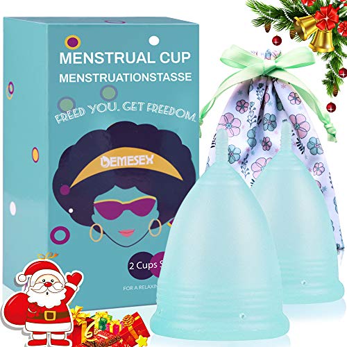 Menstrual Cup (1Large + 1Small Cup + 1Storage Bag) Period Cup for Heavy&Light Flow Soft and Reusable - //coolthings.us