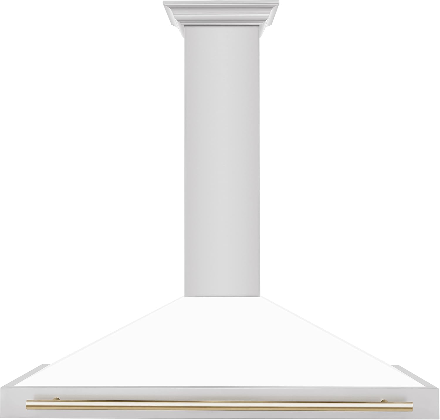 ZLINE 48 in. Autograph Edition Convertible Stainless Steel Range Hood with White Matte Shell and Polished Gold Accents (KB4STZ-WM48-G)