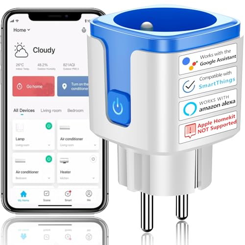 SURFOU Prise Connectée WiFi Intelligente Type E, Programmateur Electrique, Compatible avec Alexa et Google Assistant, Prise Programmable avec Minuteur et Télécommande, App Tuya/Smart Life, 16A