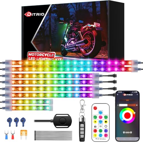 8Pcs Motorcycle Led Underglow Kit with Brake Turn...