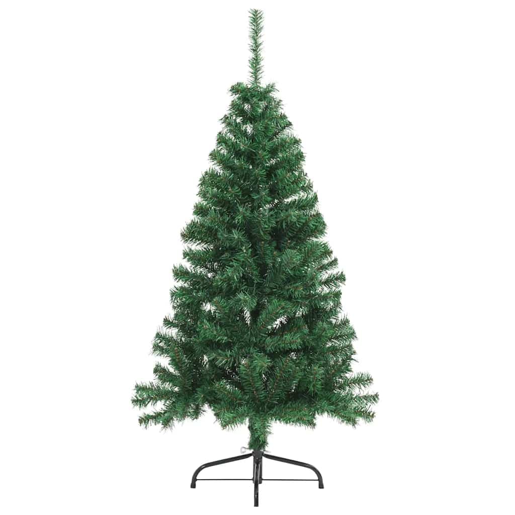 Medio Árbol De Navidad Artificial Verde 150 Cm con Soporte De Acero, Semicírculo para Colocar contra La Pared, 340 Puntas De PVC, Montaje Fácil, Reutilizable, Decoración Navidad