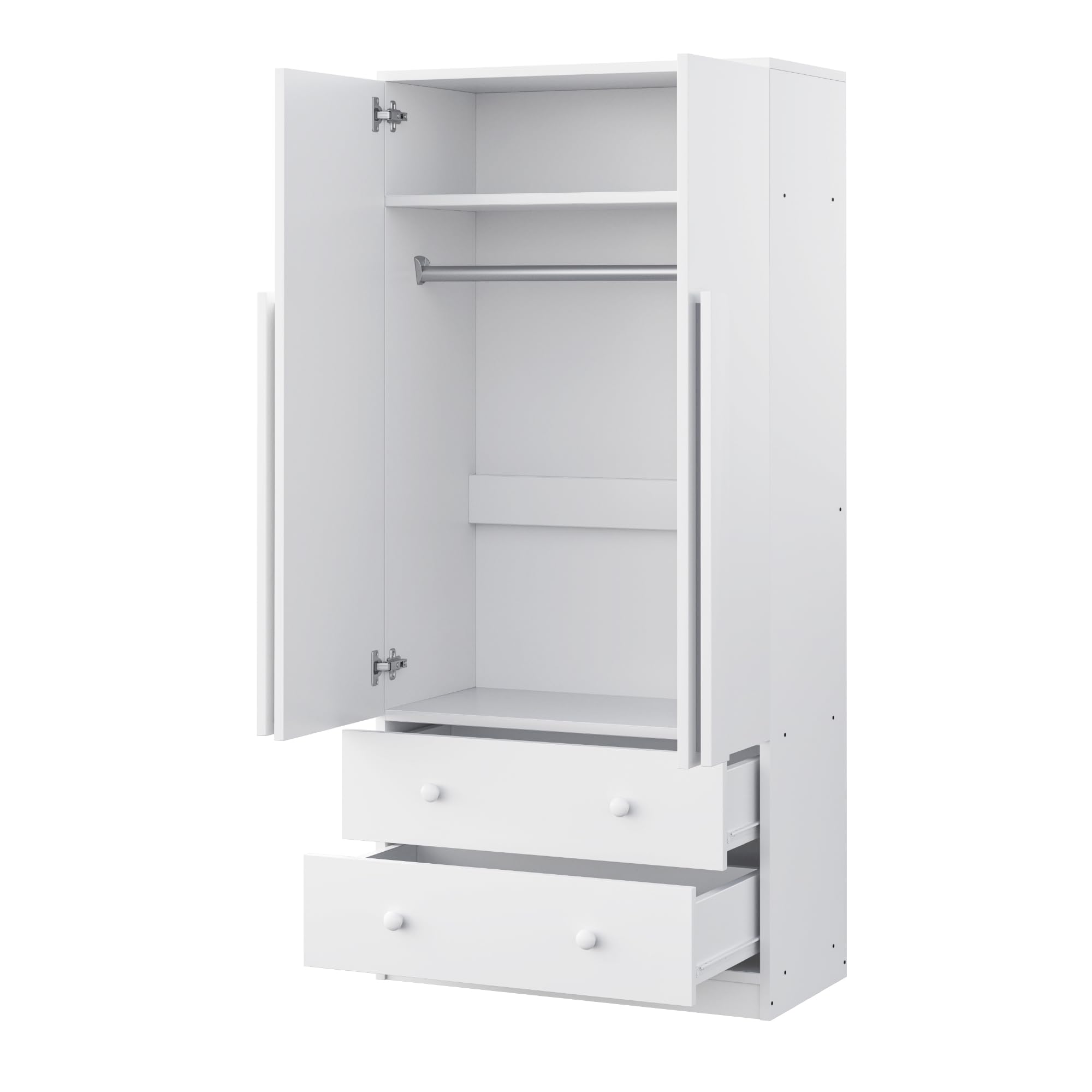 Soweiz Armario, Gran capacidad de almacenamiento con cajones, Duradero y estable, diseño de puertas dobles, con cajones y compartimentos de almacenamiento, 70x40x170 cm (blanco)