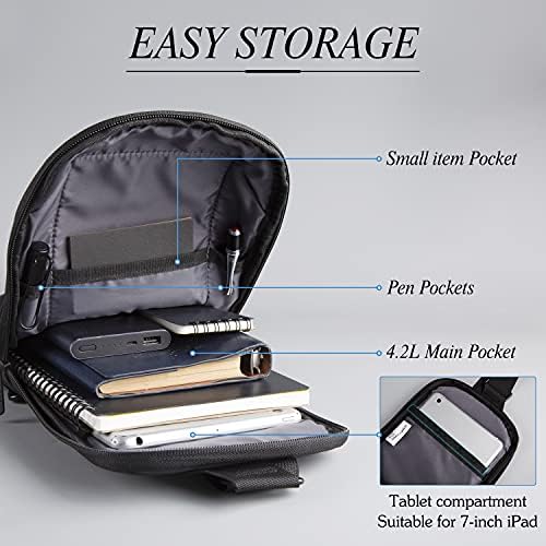 KINGSONS Sling Bag Small Crossbody Backpack for Males Waterproof Chest Shoulder Luggage Informal Daypack for Journey Biking 3