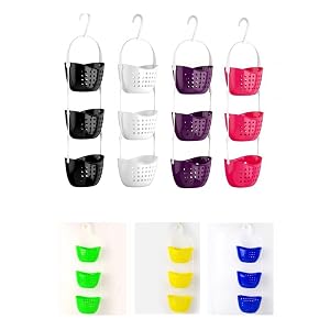 Shower Caddy Organizer with Drain White Bathroom Hanging Basket Rack for Shampoo Soap Storage Detachable Design for Kitchen