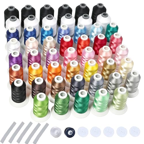 Simthread 52pcs Polyester Embroidery Thread Kit 40 Colors Black White