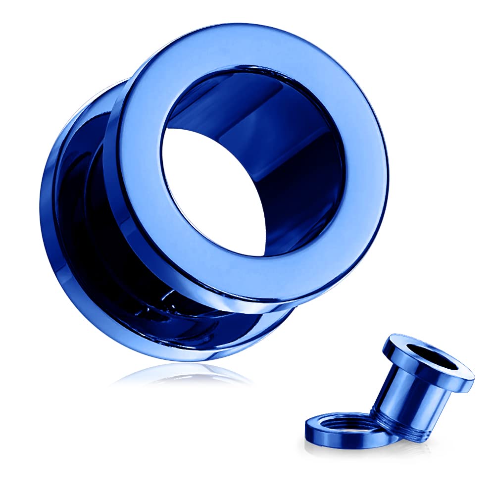 Blue Anodized Surgical Steel Fit Ear Flesh Tunnel - Sold by Piece