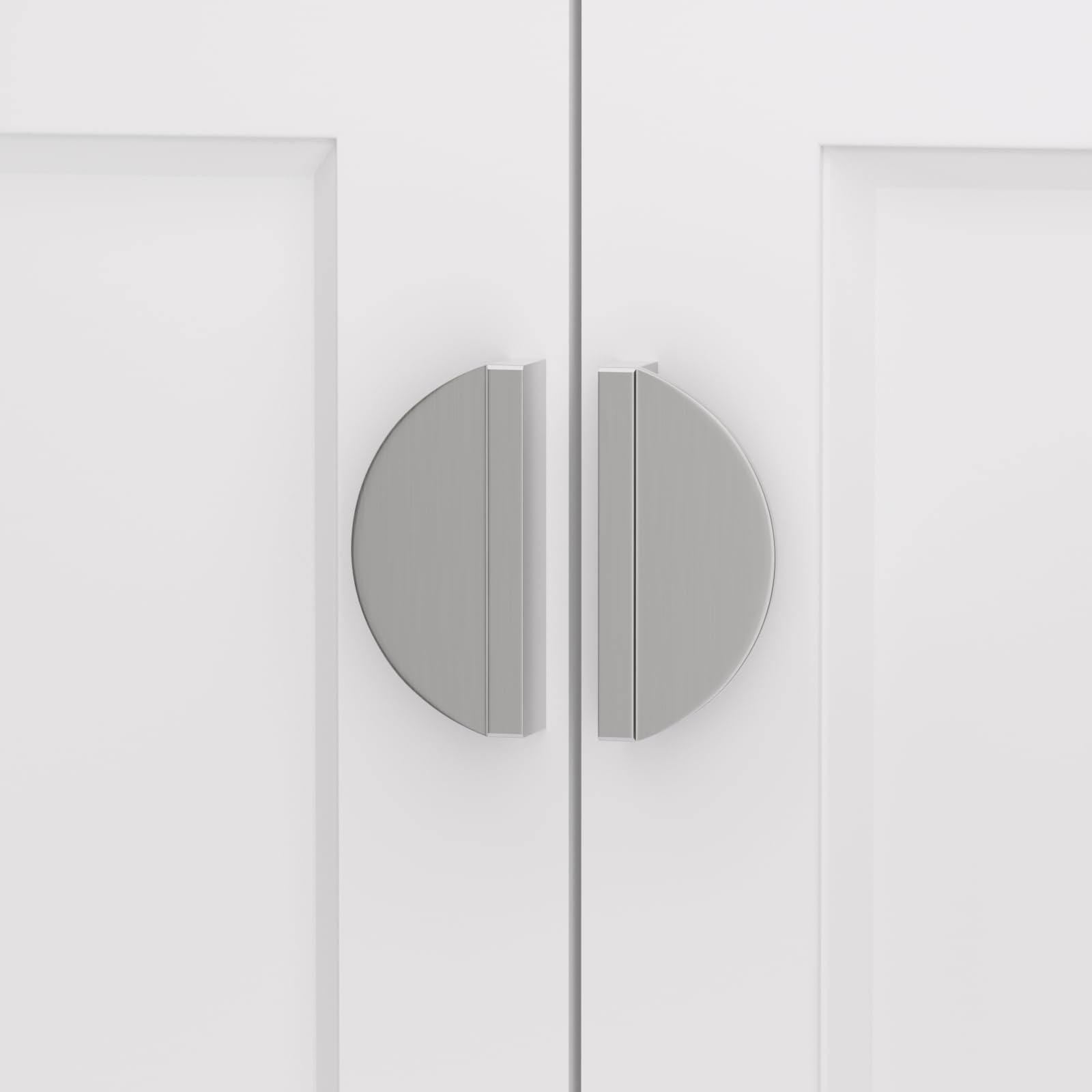 Homdiy 4 Pack Brushed Nickel Handles Half Moon Pulls Silver