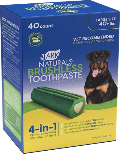 Ark Naturals Brushless Toothpaste, Dog Dental Chews for Large Breeds, Vet Recommended for Plaque, Bacteria & Tartar Control, Value Pack