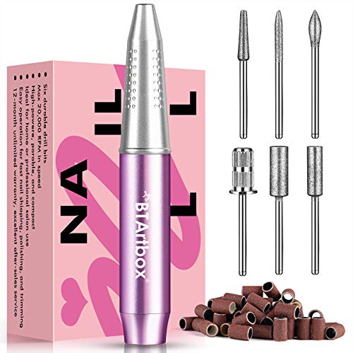 Portable Electric Nail Drill - BTArtbox Electric Nail Drill for Acrylic Nails, Nail Drill Machine Professional Acrylic Nail Drill Efile E File Kit for Home Salon Use, Purple