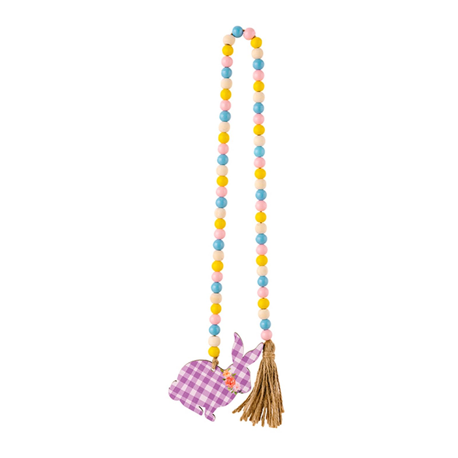 Kalttoy A Wood Bead Garland With Tassels Farmhouse Wood Beaded Garland With Rope Prayer New Year Gift Easter Bead