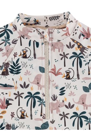 Sterntaler Badeshirt Safari – Langarm UV-Shirt für Jungen mit Safari-Print – UV-Schutz 50+ Schwimmshirt mit Reißverschluss & Stehkragen - Kinder Bademode – Farbe Ecru, Größe 68