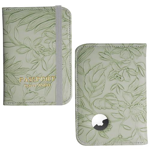 Mtzmy Reisepasshülle Aus PU Leder Passport Holder für Damen Herren reisemappe für reisedokumente ausweistasche Reise dokumente kreditkarten schutzhülle(1-Schnitzt Grün)