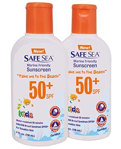 Safe Sea SPF50+ Kids sunscreen - Jellyfish and Sea lice protective lotion. Very Water Resistant, Sensitive skin Reef-Safe Sunscreen. Oxybenzone and Octinoxate free, Paraben free, 4 fl. Oz. Pack of 2 Safe Sea SPF50+ Kids sunscreen - Jellyfish and Sea lice protective lotion. Very Water Resistant, Sensitive skin Reef-Safe Sunscreen. Oxybenzone and Octinoxate free, Paraben free, 4 fl. Oz. Pack of 2