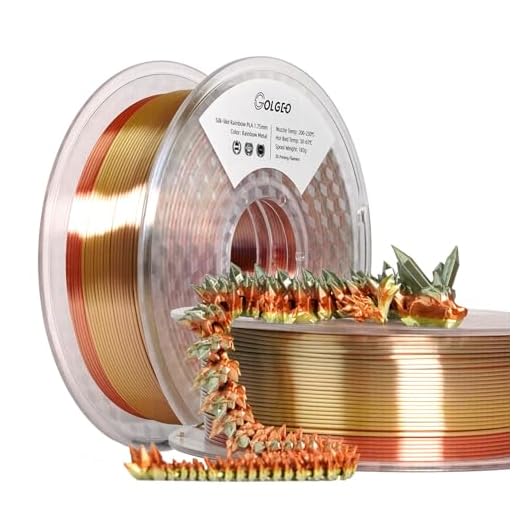 GolGeo Silk PLA 3D Printer Filament 1.75mm, Multicolor Rainbow PLA Filament, Gradient Metalltic Color Change PLA 3D Printing Filament,Fit Most FDM 3D Printer,Rainbow Metal 1kg (2.2lbs)/Spool